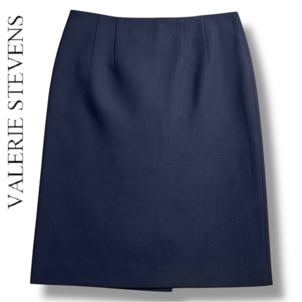 Valerie Stevens Evening VTG Pencil Skirt Black Wool Classy Dark Corporate | Sz16